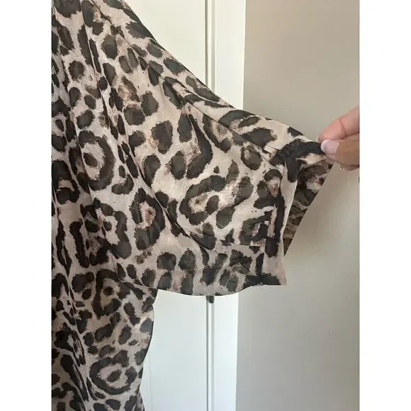Davi & Dani Sheer Leopard Duster Size M - Picture 2 of 8